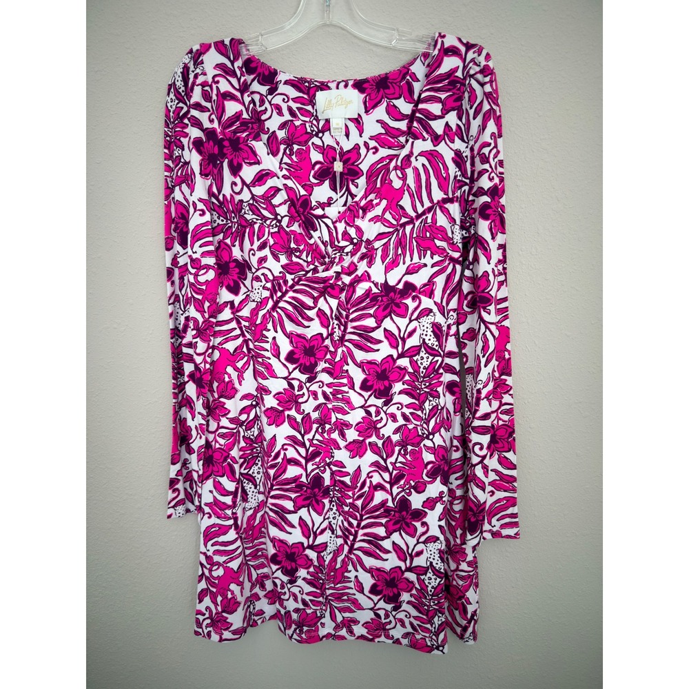 Lilly Pulitzer Skirted Romper Sz M Pink White Floral Coastal Retail $168 - Picture 2 of 12
